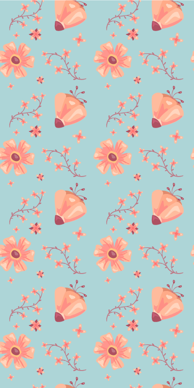 πορτοκαλί λουλούδια σε μπλε φόντο αυτοκόλλητο ψυγείου - TenStickers