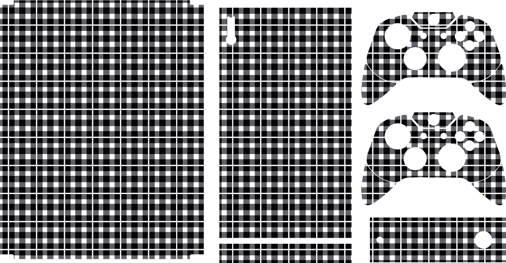 černobílý gingham vzor xbox skin - TenStickers
