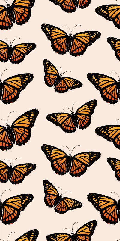 Vinilo para puerta Ala de mariposa monarca vintage - TenVinilo