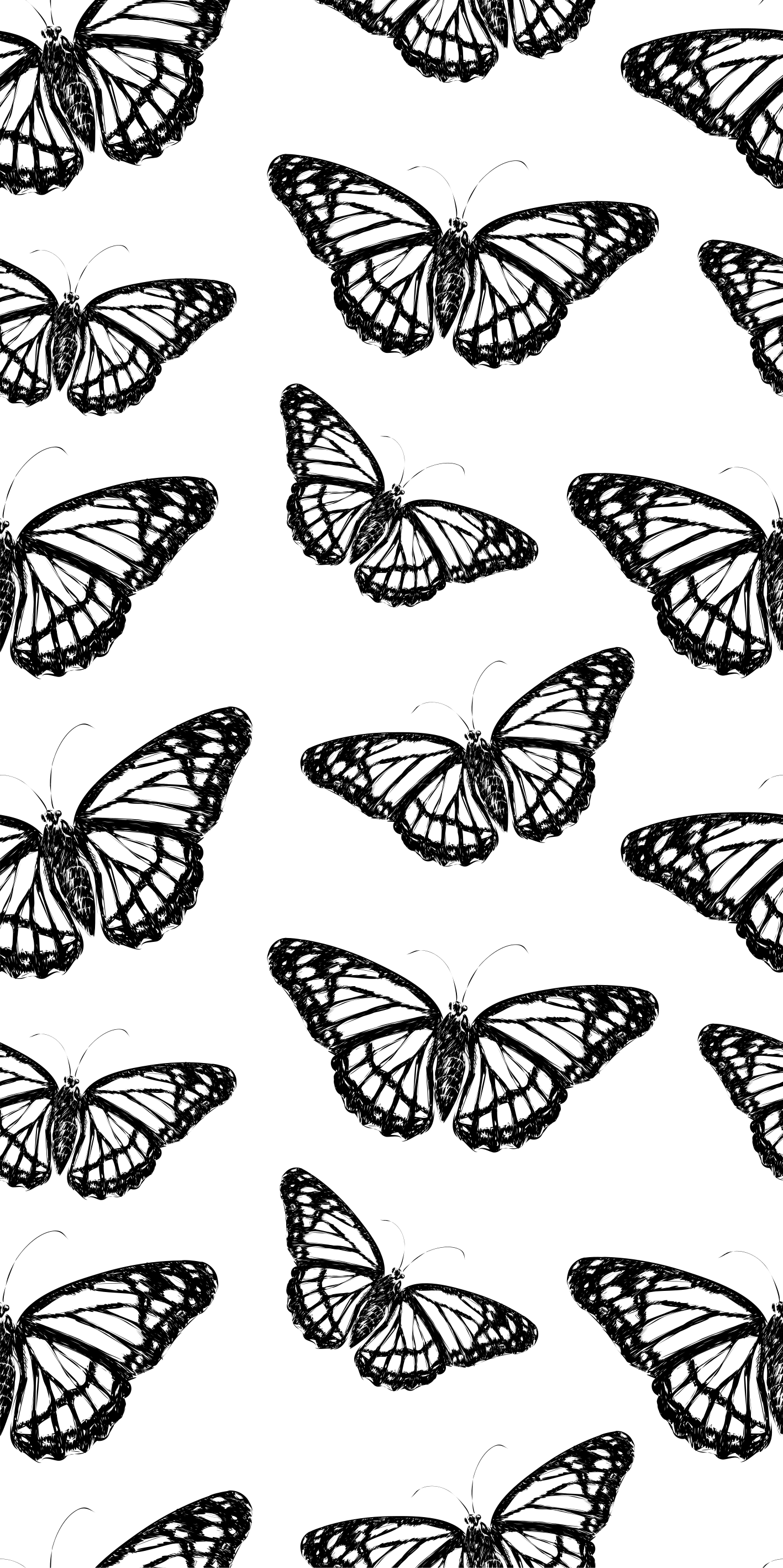 Siyah beyaz kelebek kanadı kapı çıkartması - TenStickers