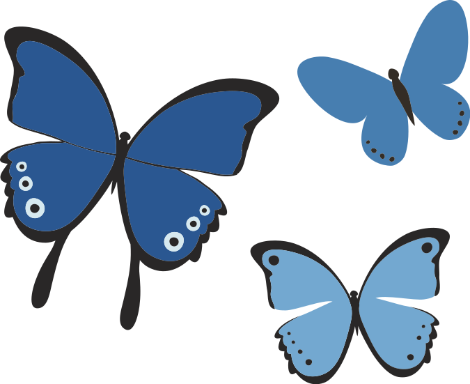 Svart och blå fjärilvingeväggklistermärke - Tenstickers