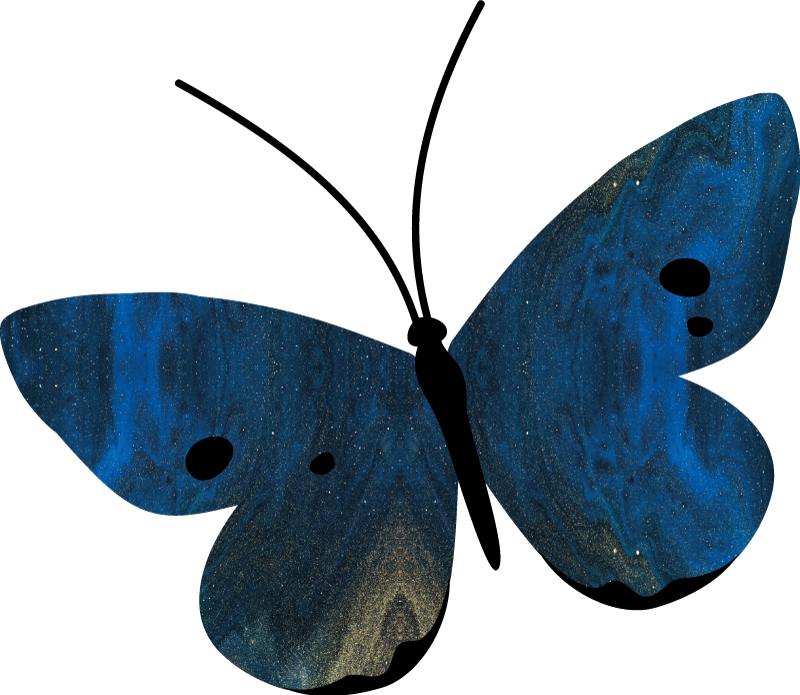 Blå glitter fjäril vinge klistermärke - Tenstickers