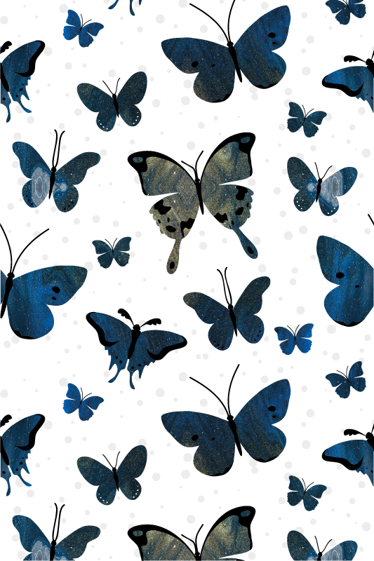 Vinilo para nevera Ala de mariposa azul brillo - TenVinilo