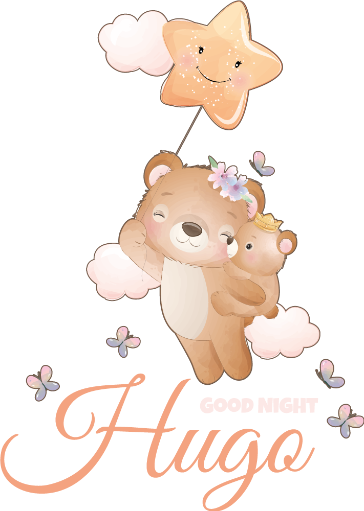 Søt bjørn til gutt med navn wallsticker barnerom - Tenstickers