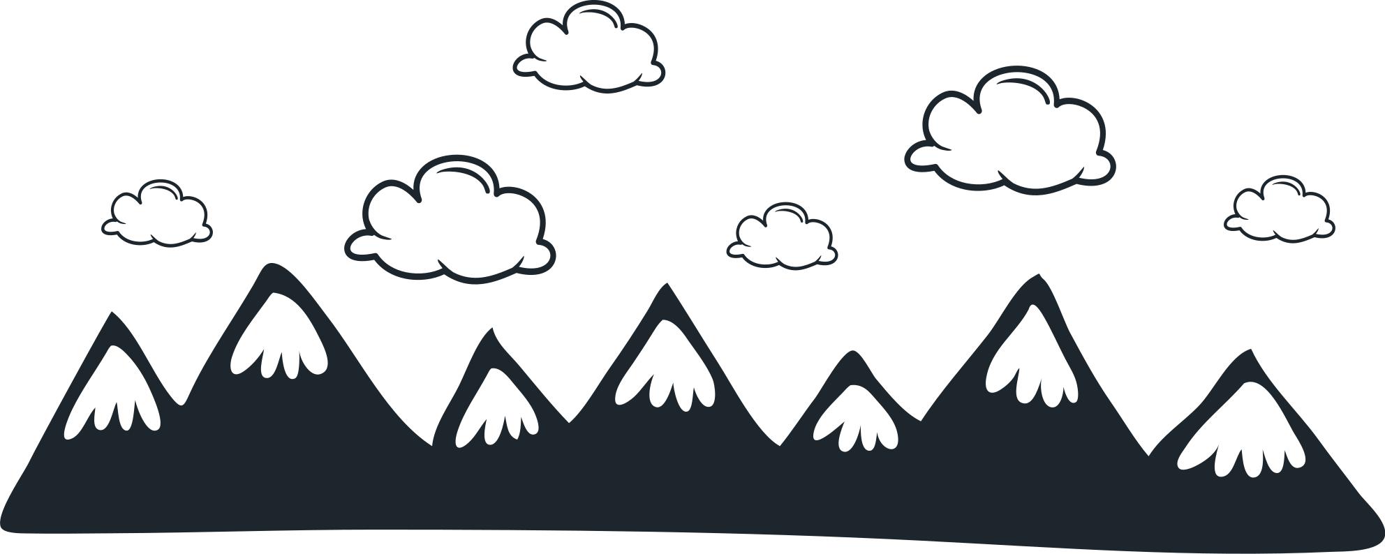 Hand drawn mountains with clouds nature decal - TenStickers