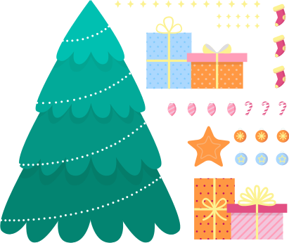 Christmas Tree Decor holiday sticker - TenStickers