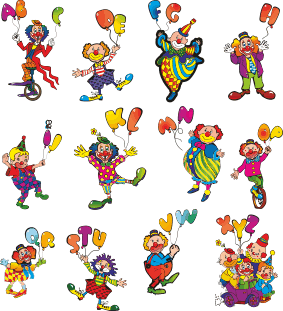 Tenstickers Sticker Kinderkamer Alfabet Circus Clowns tenstickers kopen in de aanbieding