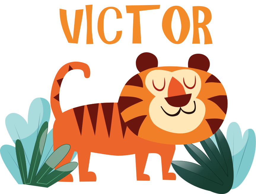 Söt tiger för pojke med namn barn klistermärke - Tenstickers