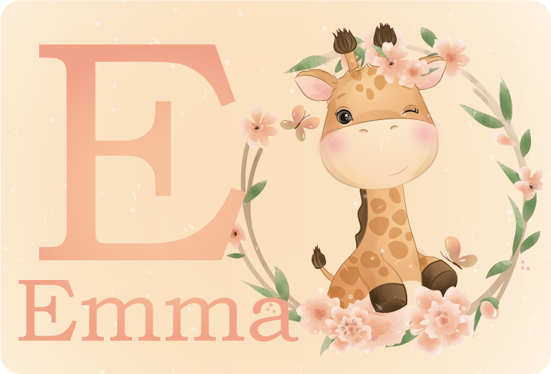 Søt sjiraff for jente med navn laptop sticker - Tenstickers