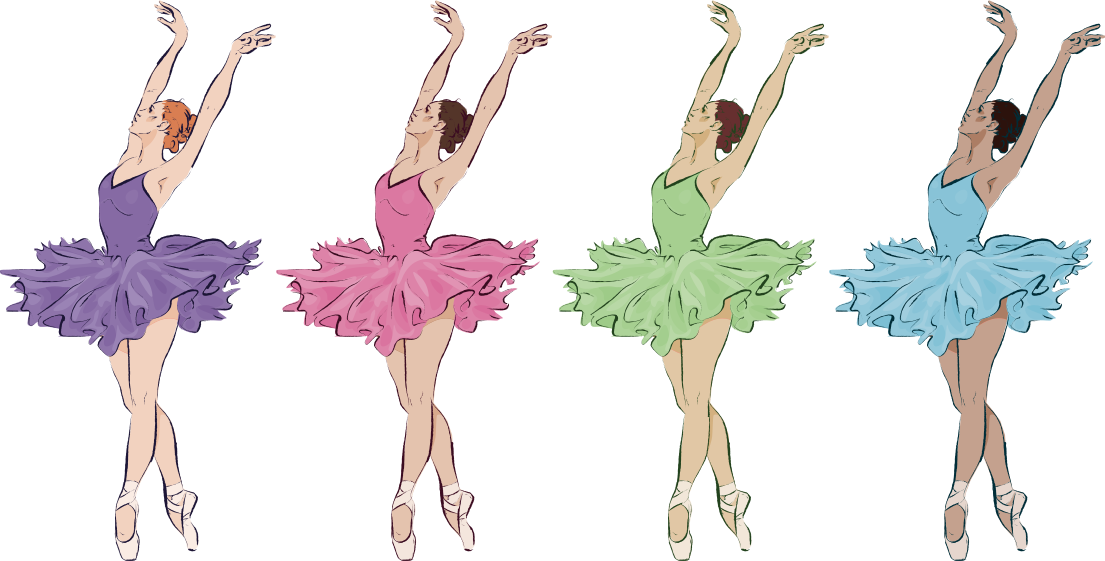 Colorful ballet dancers illustration decal - TenStickers