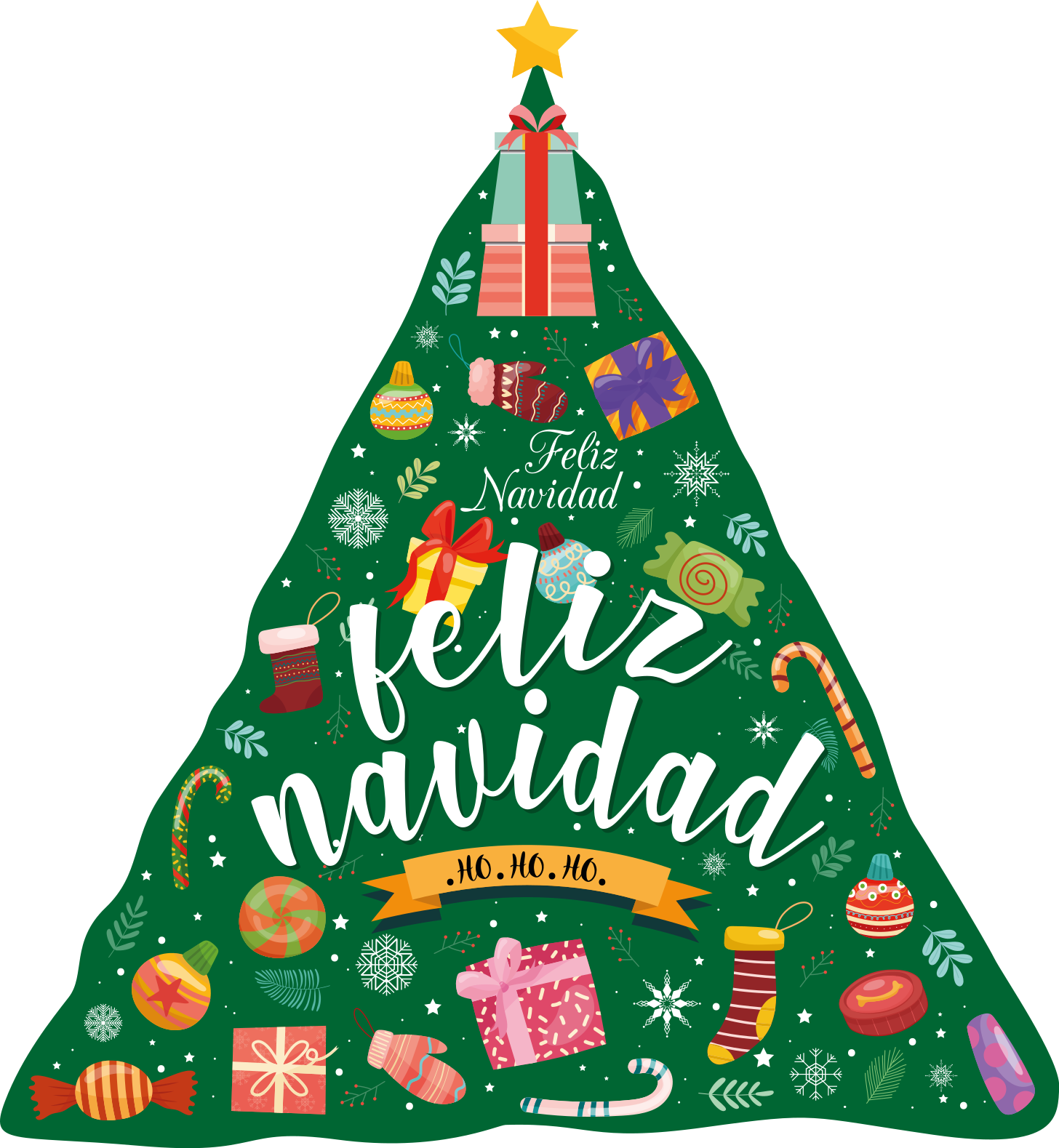 Pegatinas de navidad Feliz navidad con coloridas cajas de regalo - TenVinilo