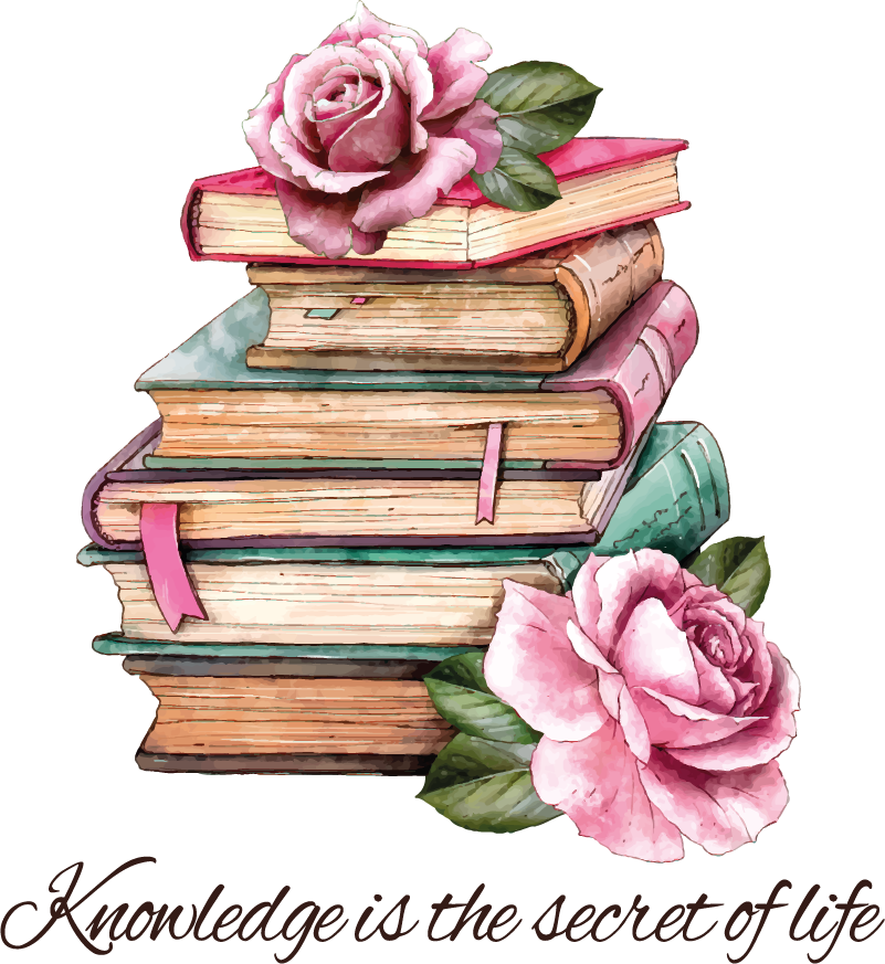 벽 스티커를 인용하다 책과 장미 - TenStickers