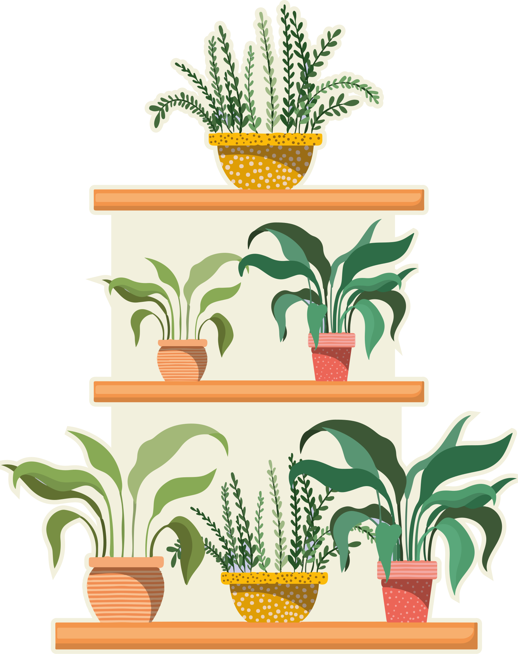 Vinilo cocina Estante de conjunto de plantas de watercolo - TenVinilo