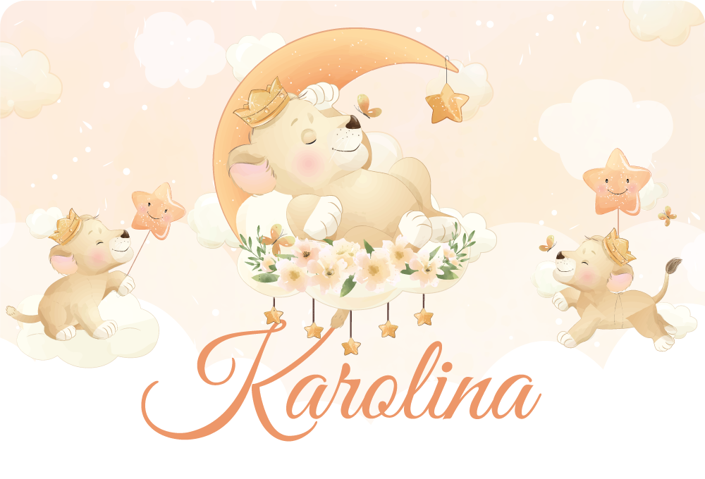 Cute animals lion with name  laptop skins - TenStickers