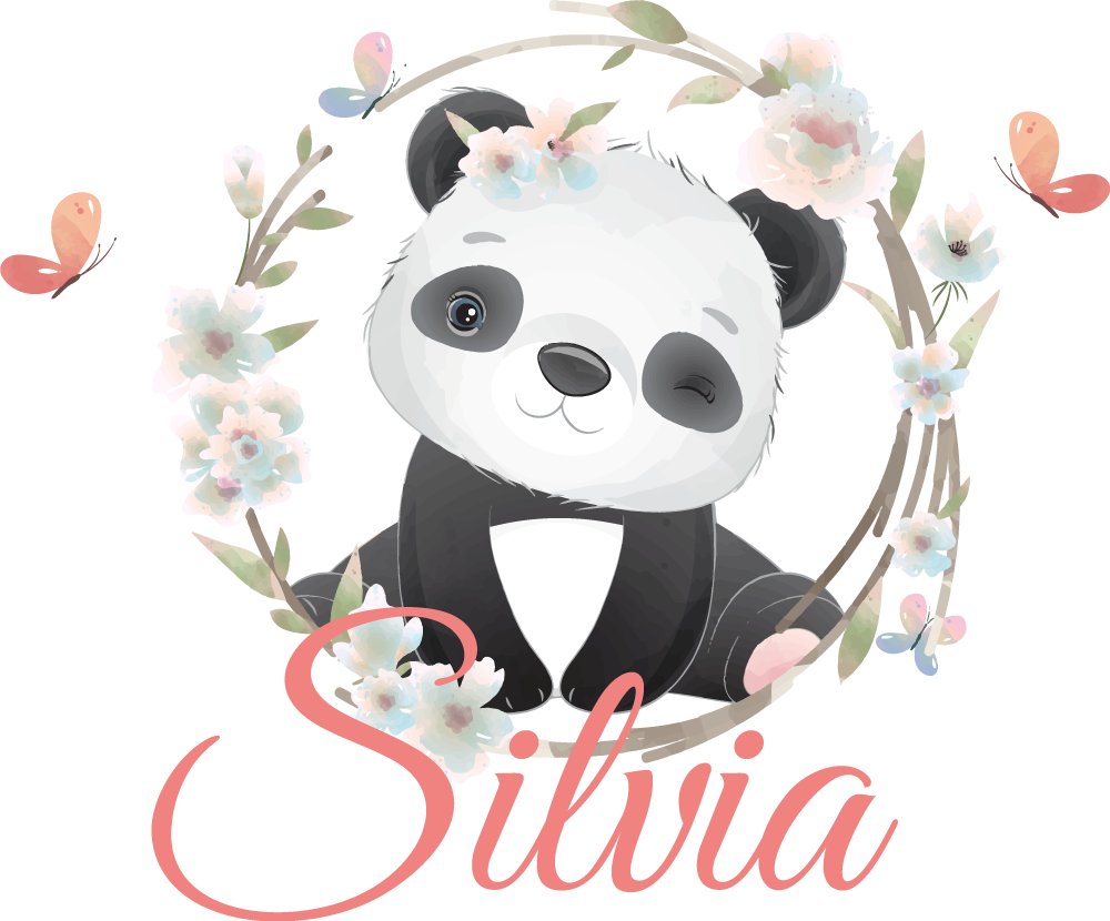 Muurstickers meisjeskamer panda met naam - TenStickers
