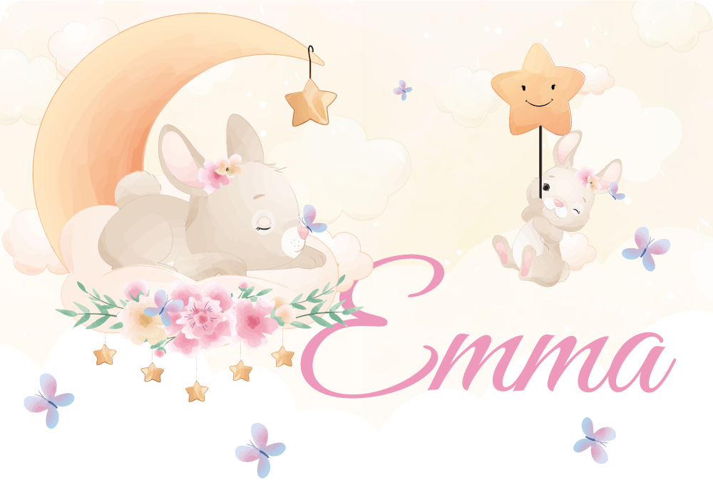 Søte dyr kanin med navn laptop sticker - Tenstickers