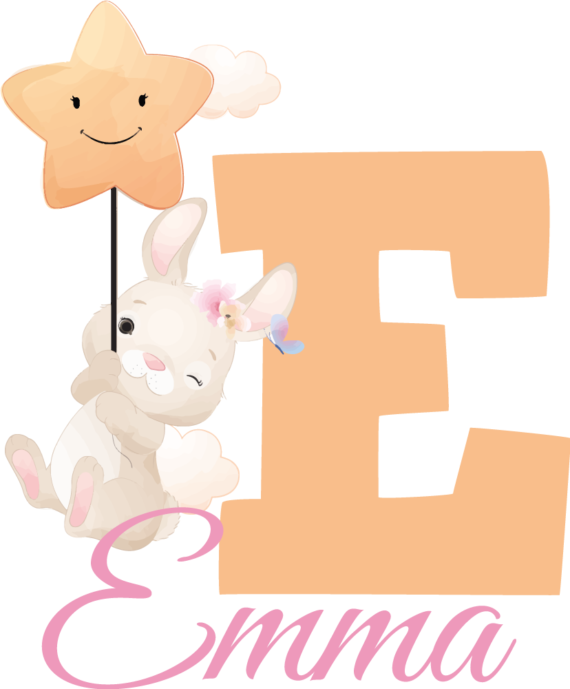 Cute animals bunny with name sticker - TenStickers