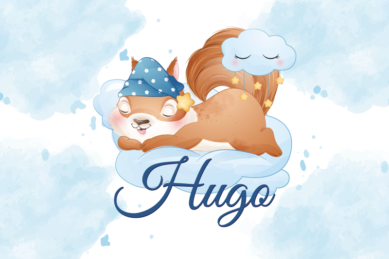 머리판 벽 스티커 잠자는 다람쥐 디자인 - TenStickers