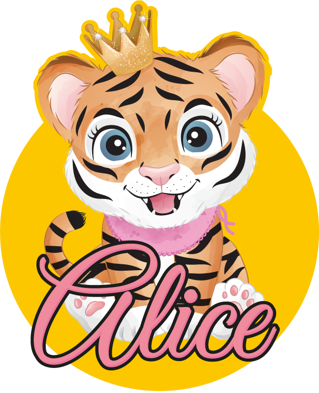 可爱的老虎女孩的名字儿童贴纸 - TenStickers