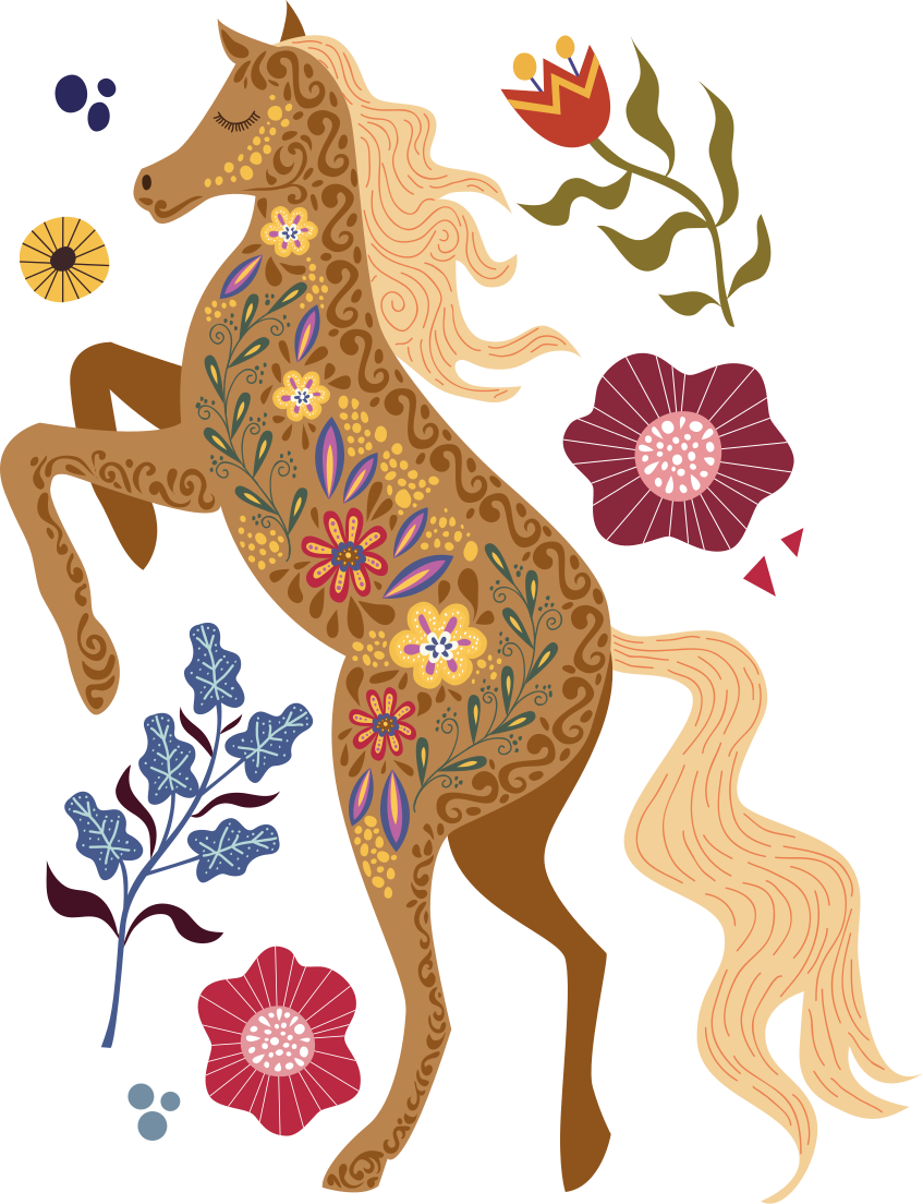 Wild horse folklore illustration wall decal - TenStickers