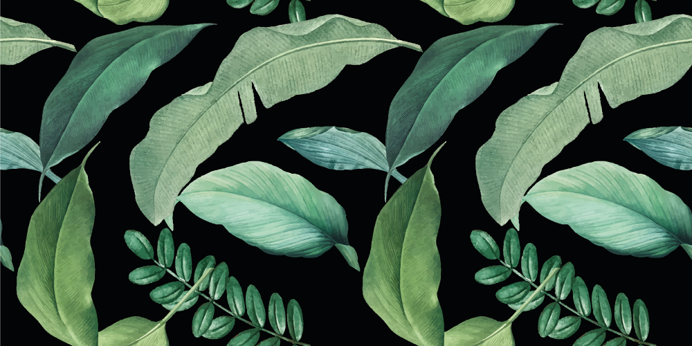 Sötétszürke levelek az éjszakai bútorok matricáján - TenStickers