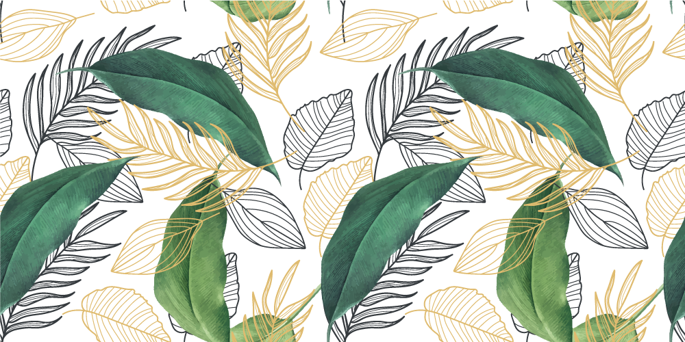 Sticker mural Salon Branches de feuilles de palmier dorées - TenStickers