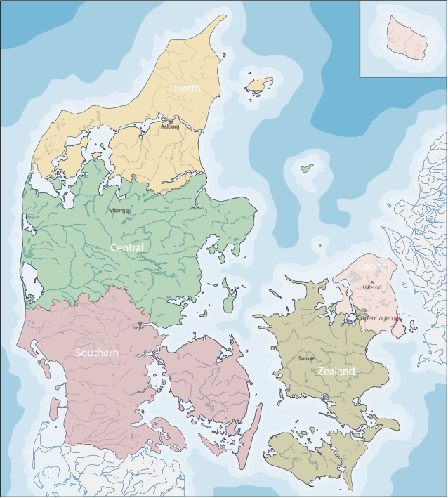 Danmark med kommune og statskortmærke - TenStickers