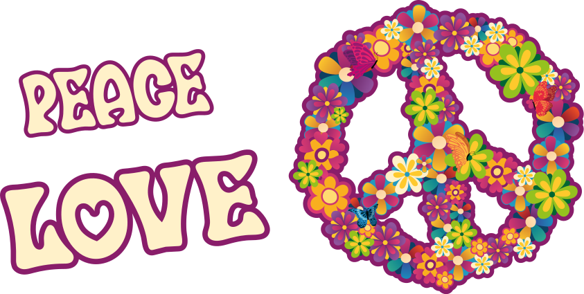 Autocolantes do Amor Paz amor e borboletas - TenStickers