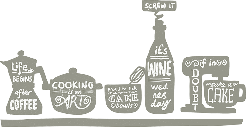 Vinilo utensilios de cocina Estante de cocina de color niebla de  - TenVinilo