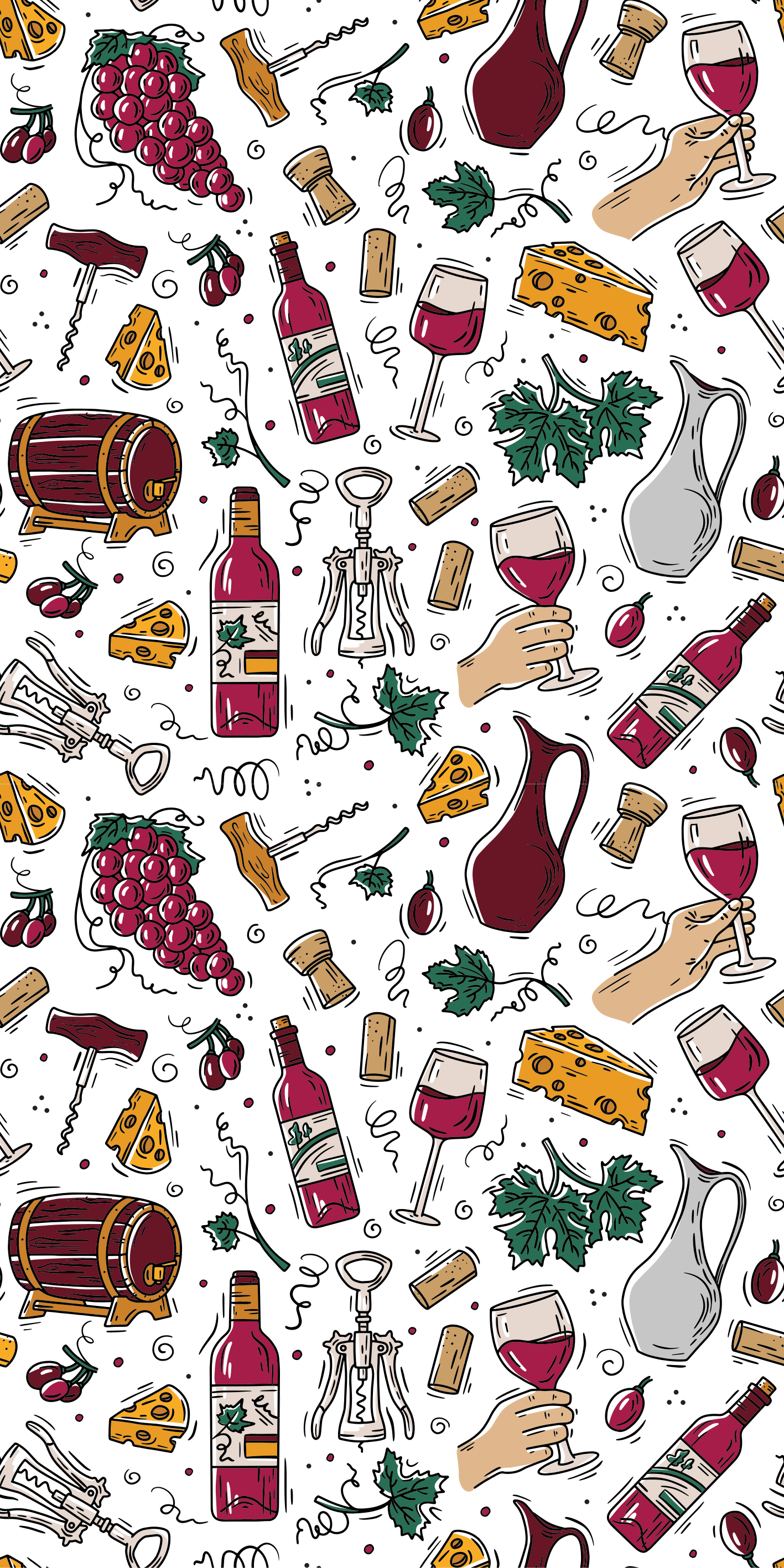 Grapes, wine and cheese pattern furniture decal - TenStickers