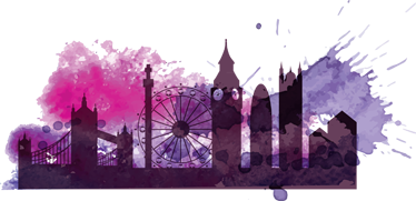 Vinilo decorativo silueta Londres acuarela - TenVinilo