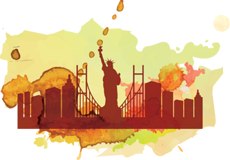 Colourful New York Silhouette Wall Sticker - TenStickers