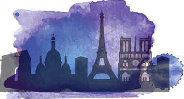 Akvarell párizsi sziluett matrica - TenStickers