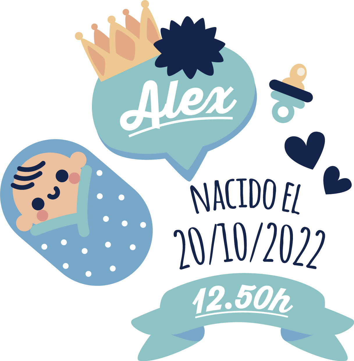 Blue birth personalized illustration sticker - TenStickers
