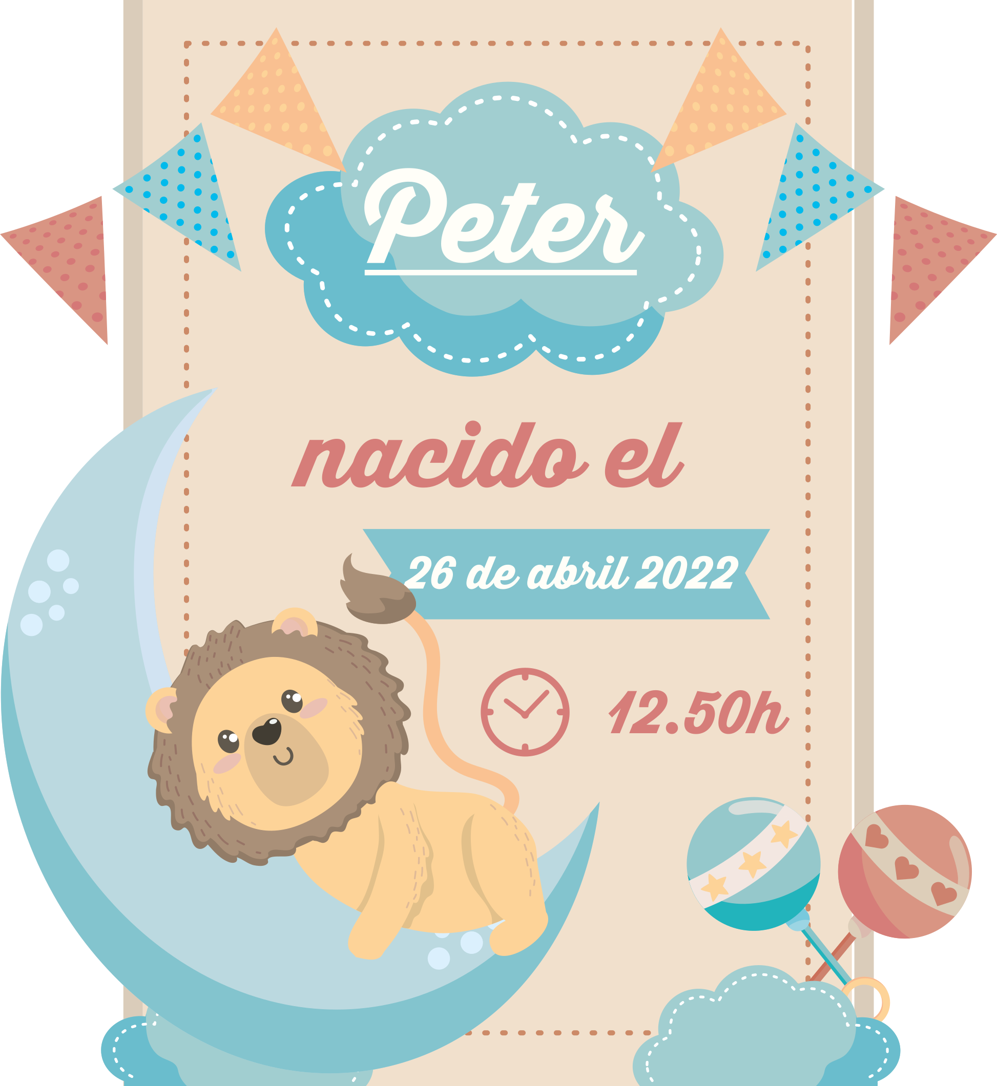 Naklejka słodka ilustracja i dane dziecka - TenStickers