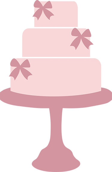vinil autocolante decorativo de bolo de três camadas rosa TenStickers. vinil autocolante decorativo de bolo de três camadas rosa. Bolo - ilustração pastel rosa de um bolo de três camadas, decorado com laços. Um recurso ideal para sua cozinha ou empresa