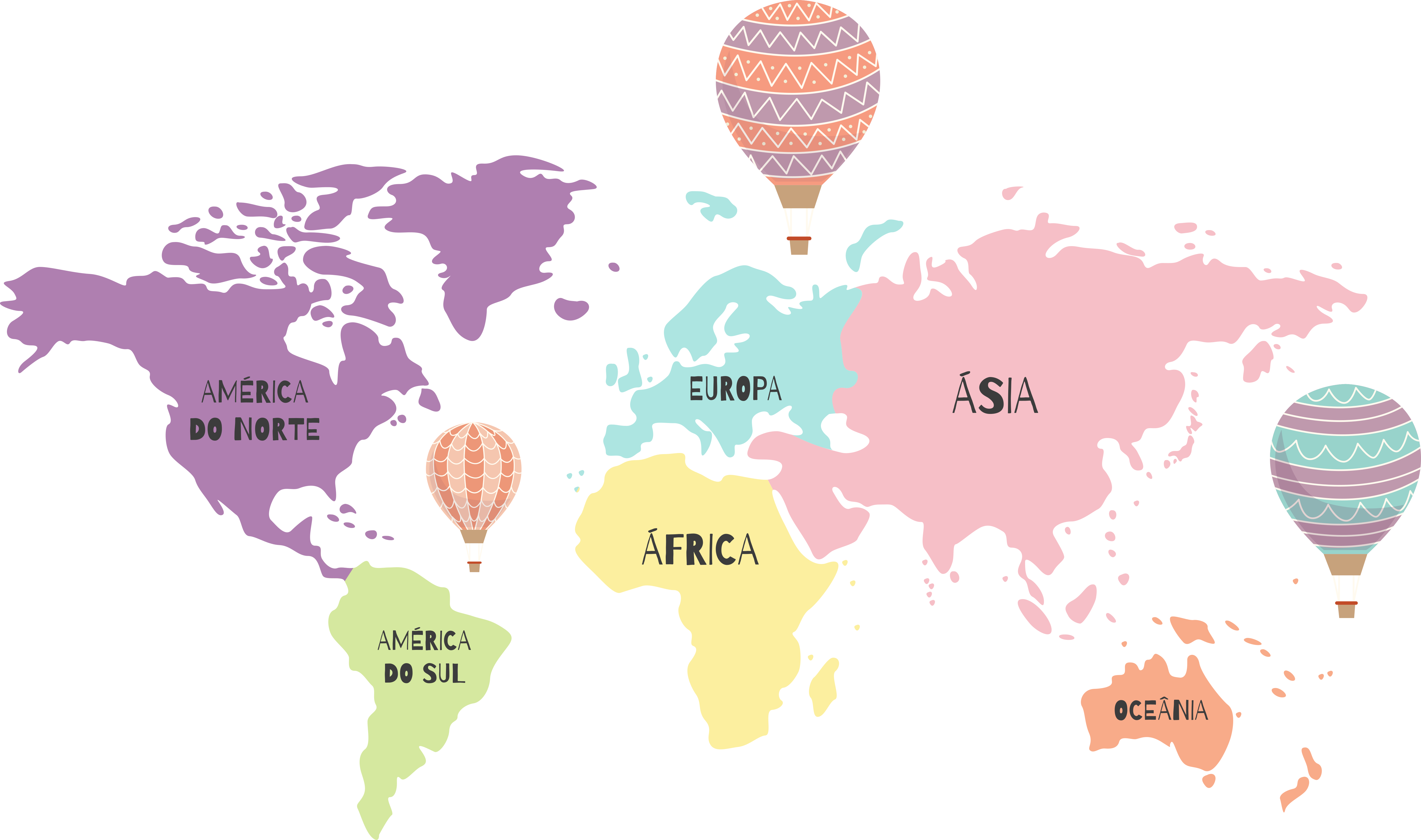 Autocolante mundo Mapa nórdico com balões de ar - TenStickers