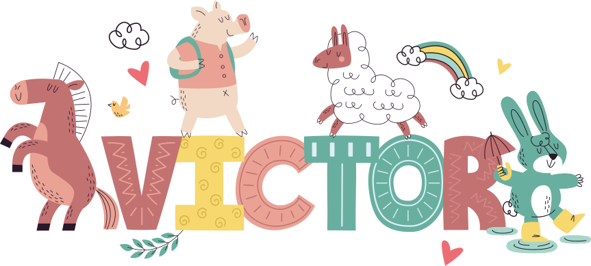 Farm kid animals with customizable name sticker - TenStickers