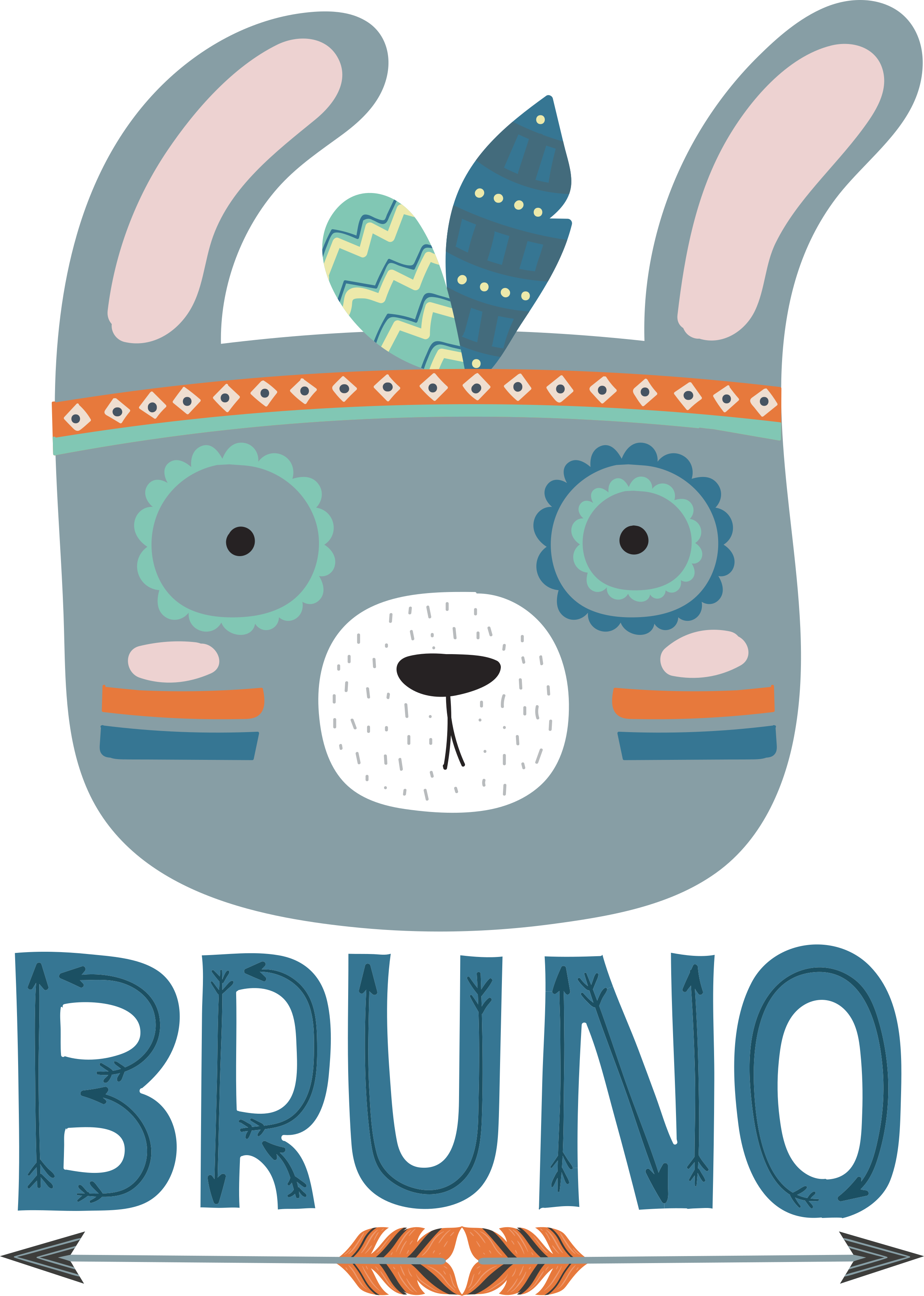 Nordic rabbit with name personalised sticker - TenStickers
