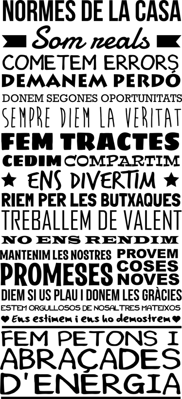 Vinilo pared salón listado normes de la casa - TenVinilo