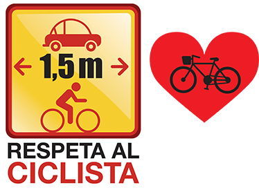 Pegatina coche respeta al ciclista - TenVinilo