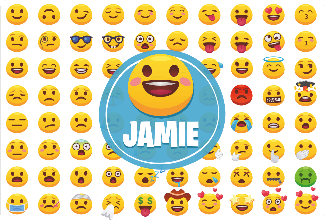 Emojis with name laptop stickers - TenStickers