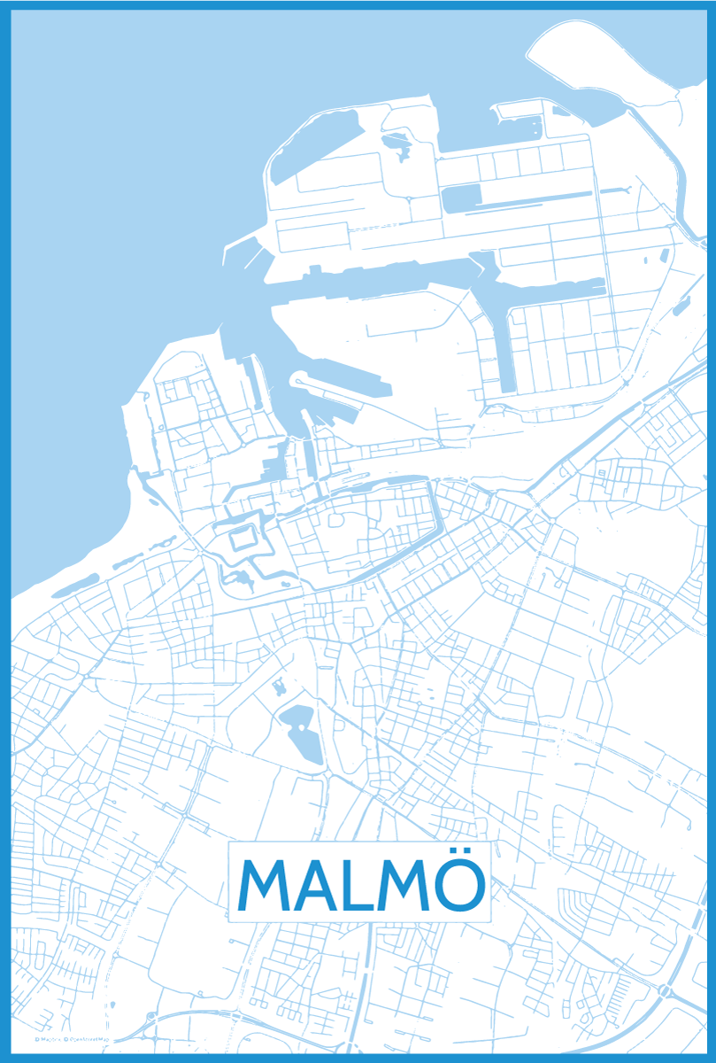 Karta över malmö land klistermärke - Tenstickers