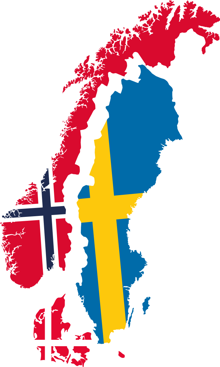 Karta över skandinavien land klistermärke - Tenstickers