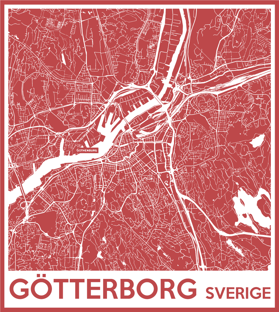 Karta över göteborg land klistermärke - Tenstickers