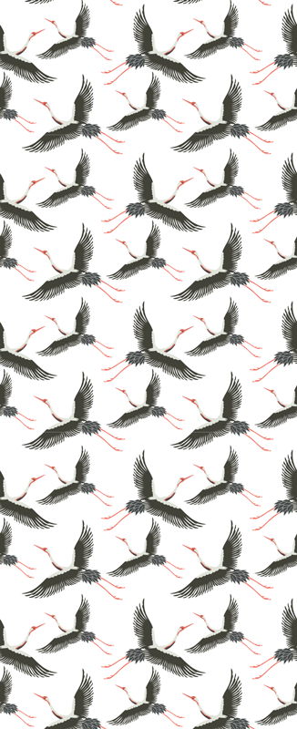 Deursticker patroon zwarte ooievaars - TenStickers