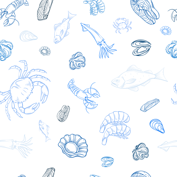 Autocolantes de comida Padrão de frutos do mar - TenStickers