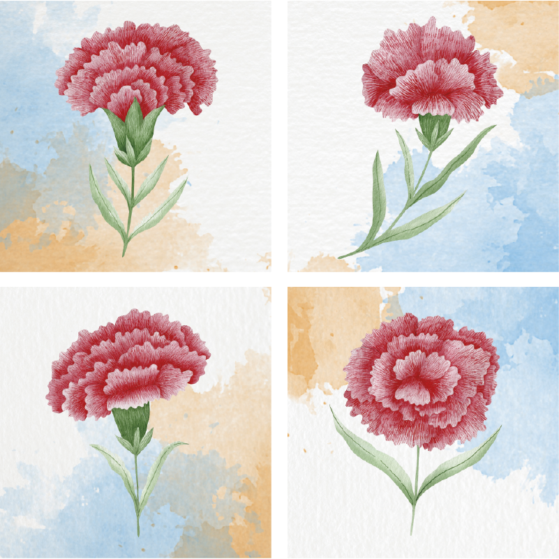 Azulejos adhesivo claveles variados - TenVinilo