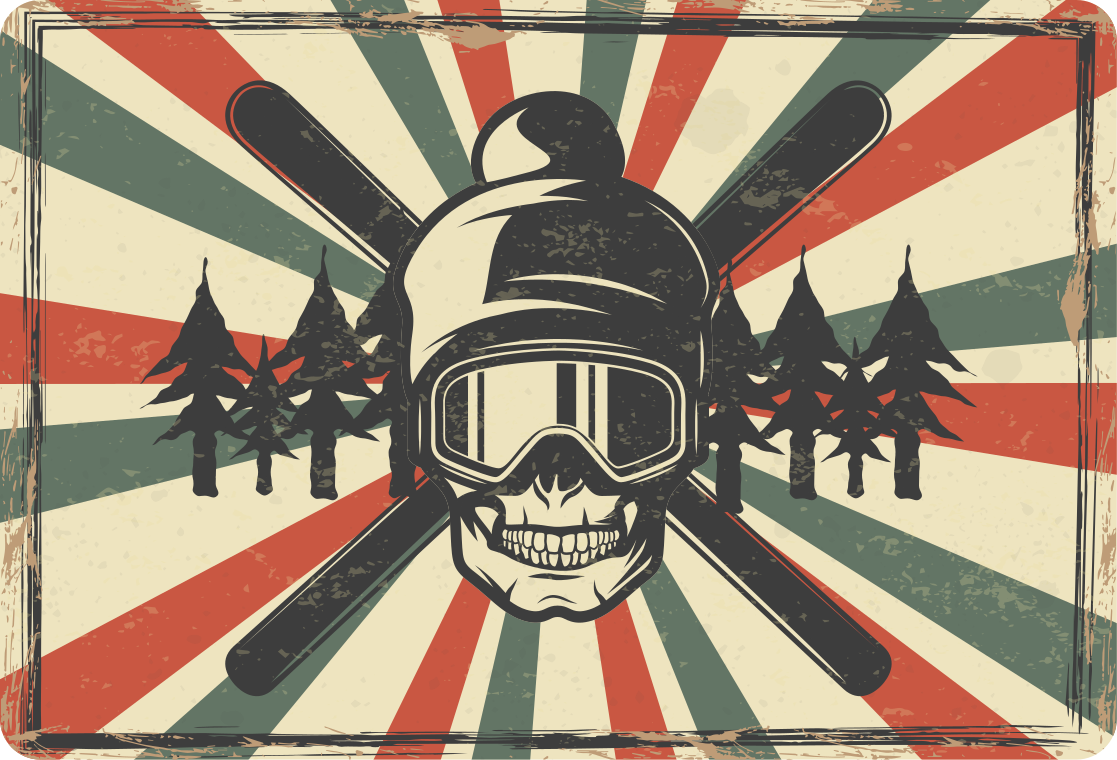 Laptop Aufkleber Totenkopf Ski - TenStickers