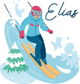 Wandsticker Comic Skifahrer mit Name - TenStickers